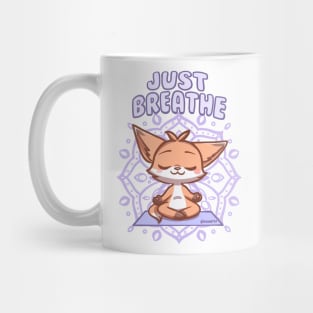 Cute Fox Just Breathe Meditating Lotus pose Mug